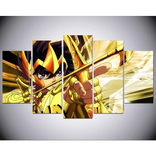 HD Print 5 Pieces Wall Art Cartoon Saint Seiya Zodiac Knights Modern Painting for Kids Room Home Decorative Frame