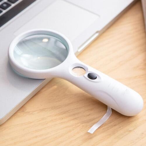 Portable Handheld Magnifier 3X 11X Magnification with LED Light Glass Lens Magnifier Reading Jewelry Observation Magnifier
