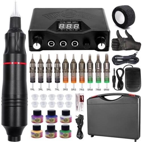 Tattoo Machine Set Tattoo Kit with Pigments for Permanent Makeup Lip Eyebrow Permanent Makeup Tattoo Machine Kit for Body Art