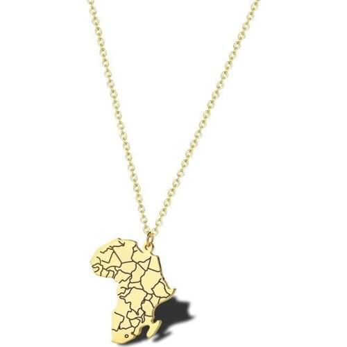 RIR Gold Color Africa Map Flag Pendant Chain African Pattern Maps Jewelry With Country Flags Hip Hop African Egyptian Jewelry