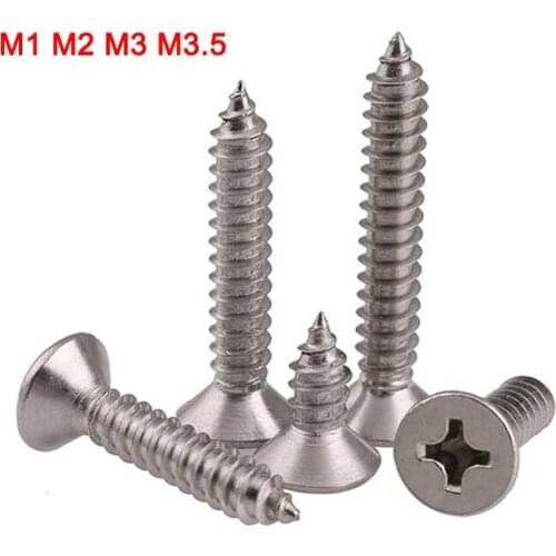 304 Stainless Steel Phillips Flat Head Self Tapping Wood Screw Countersunk Head Self Tapping Screw Accessories M1 M2 M3 M3.5