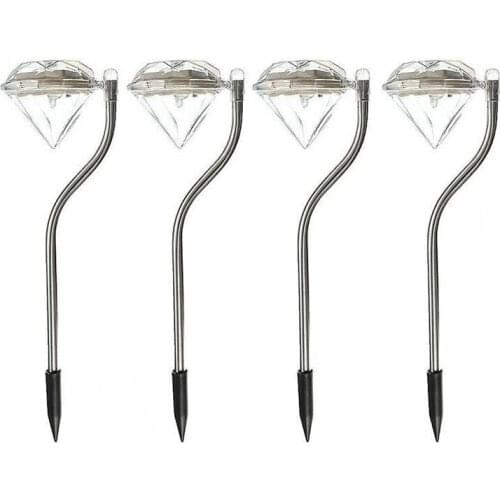 LED Solar Light Stainless Steel For Garden Decoration Diamond Stake Lights Outdoor Lawn Solar Powered LED Outdoor Solar Lamp