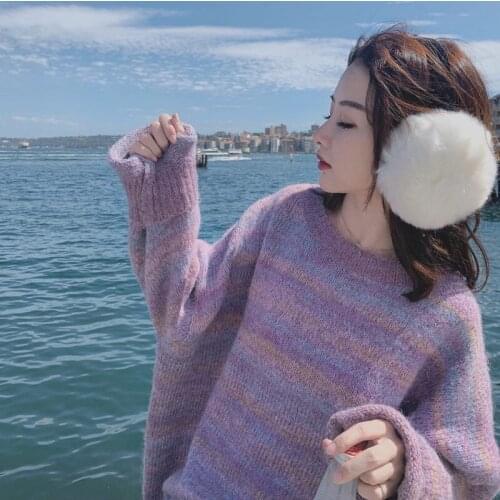 Sweater women spring 2021 new Korean version of wild lazy knit bottoming shirt tide
