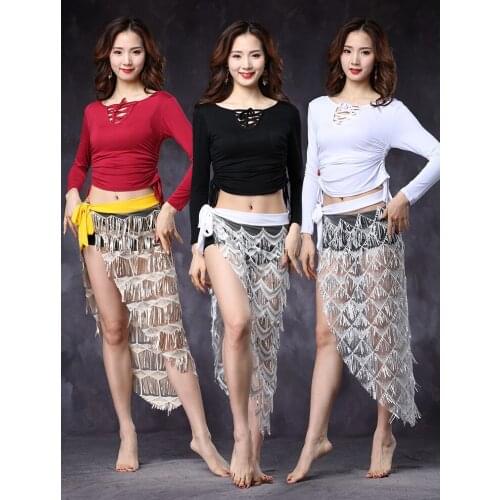 Belly Dance Practice Suit modell top set hip towel skirt sexy Oriental dance Costume