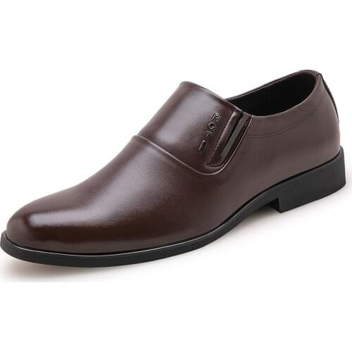 Y153 Men Leather Shoes Original Spring Fashion Casual Business Round head PU Slip-on Loafers Classic Wedding Male Dress Shoes