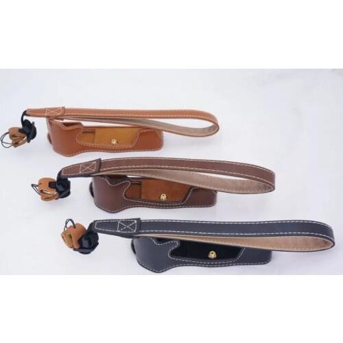 Vintage PU Leather Camera Bottom Bag Half case cover For Olympus EM5 II EM5 Mark II E-M5 II Camera Coffee Black Brown