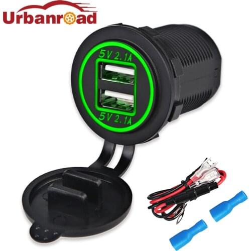 Fishberg 12V 24V USB socket car charger for Motorcycle Auto Truck waterproof Car power port dual usb adapter charger 2 Port
