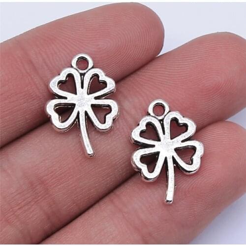 WYSIWYG 20pcs 18x13mm Antique Silver Color Four Leaf Clover Charms Pendant For Jewelry Making DIY Jewelry Findings