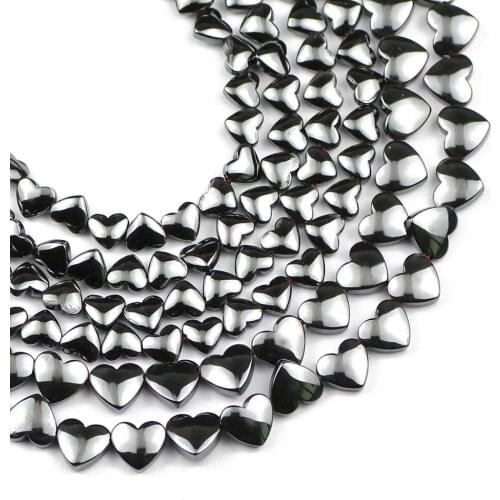 YHBZRET Love heart Natural Black Hematite Stone 6/8mm Loose spacer beads for Jewelry Making DIY bracelets necklace accessories