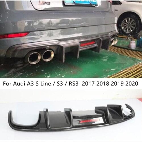 For Audi A3 S Line S3 RS3 2017 2018 2019 2020 Real Carbon Fiber Rear Diffuser Lip Spoiler High Quality Bumper Car Accessories