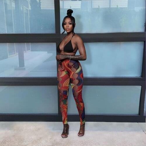 Womens Trousers 2021 Summer New Style Comfortable And Sexy Slim Fit Printing Hollow Design Y2K Harajuku Cargo Pants