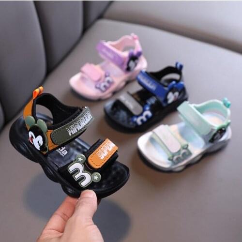 Brand Mickey Summer Kids Sandals For Girls Princess Shoes Children Beach Little Girls Open Toe Flat Casual Sandals Fashion