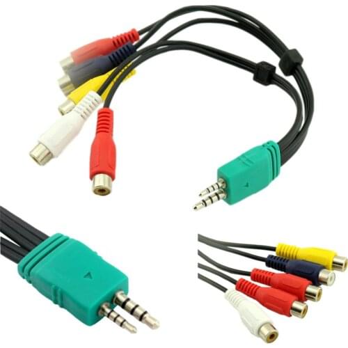 1pc 3.5mm + 2.5mm to 5RCA Audio Video AV Component Adapter Cable For Samsung LED LCD TV BN3901154W BN39-01154W 20cm