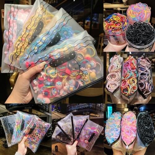 100/500Pcs/Pack Girls Colorful Nylon Small Elastic Hair Bands Disposable Scrunchie Ponytail Holder Fashion Kids Hair Accessories