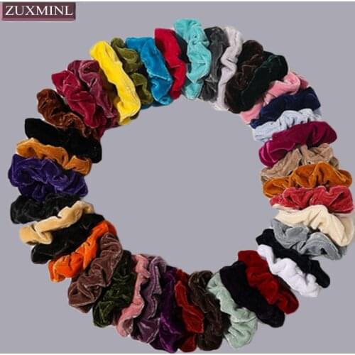 40 Colors Velvet Scrunchies For Women Elastic Hair Rubber Bands Girl Hairband Fashion Hair Tie Rope Ponytail Holder Accessories