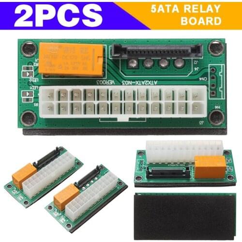 2pcs ATX To SATA Multiple Power Supply Adapter Card 24-Pin Add2PSU Synchronous Dual Start Cards For Computer
