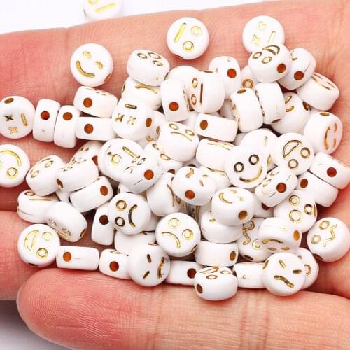 White Mix Round Mood Pattern Acrylic Spacer Beads 4x7mm Loose Beads For Jewelry Making DIY Necklace Bracelet Accessories