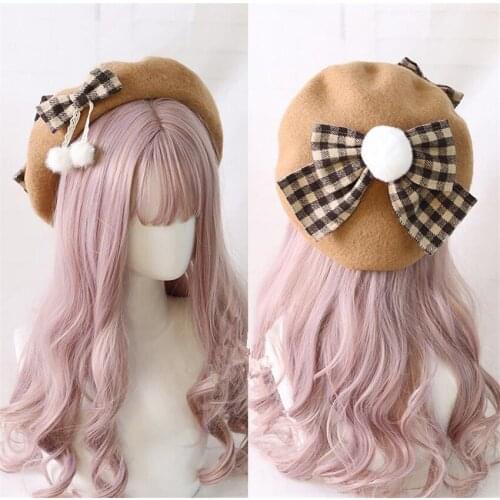 Lolita Beret Big Bowknot Painter Hat Vintage Autumn Winter Warm Flat Cap B1707