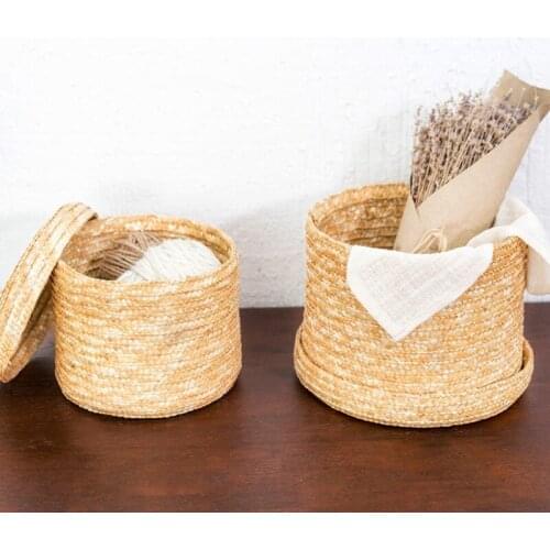 Large Wheat Straw Woven Storage Basket Storage Basket Innovative Basket Rustic Natural Brown Finish Storage Decorative Basket