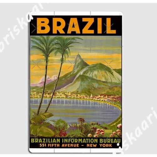 Brazil Vintage Travel Poster Metal Sign Wall Decor Cinema Kitchen Funny Kitchen Tin sign Poster