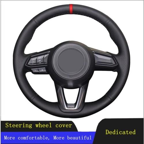 DIY Car Steering Wheel Cover Black Genuine Leather For Mazda 3 Axela 2017-2019 For Mazda 6 Atenza 2017-2019 CX-3 CX-9 CX-5