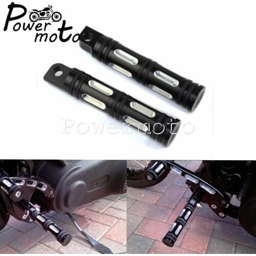 Black Motorcycle CNC Aluminum Edge Cut Footpegs Male Mount Foot Rests Pegs Rear Pedal For Harley Touring Sportster Dyna Softail