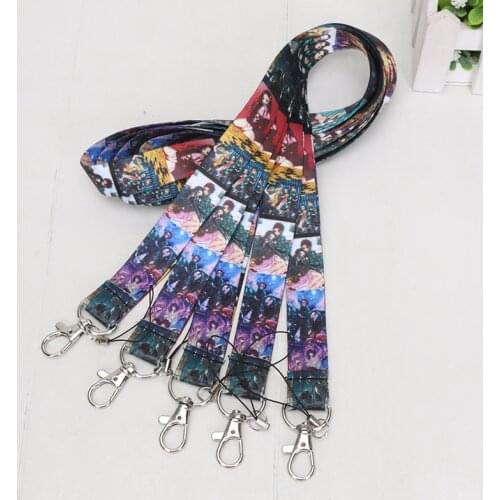 Demon Slayer: Kimetsu no Yaiba figure rubber Silicone mobile phone strap Neck Lanyard Rope key chain strap keyring