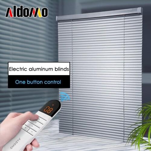 ALDOMO Electric aluminum alloy window blinds rechargeable smart remote control automatic lifting office roller blinds