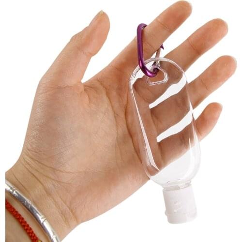 30/50ml Disinfection Alcohol Spray Bottle Transparent Hand Sanitizer Bottle Empty Soap Dispenser Container Portable Hook KeyRing