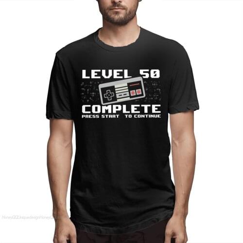 Men 50 Years Old Born in 1971 TShirt Level 50 Complete 1968 Gamer 50th Birthday Gift Pure Cotton Tees Harajuku Adult Shirt