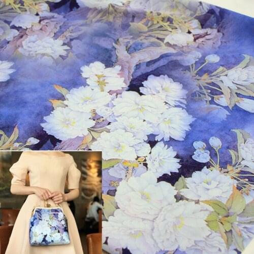 FYS3 1meter Cherry Blossom Gambiered Guangdong Gauze Chinese Dress Qipao Cheongsam Fabric DIY Fabric For Sewing Handcraft