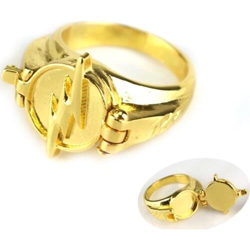 Movie Comic The Flash Ring Gold Color Lighting Logo Ring Men Women Cosplay Jewelry Christmas Gift