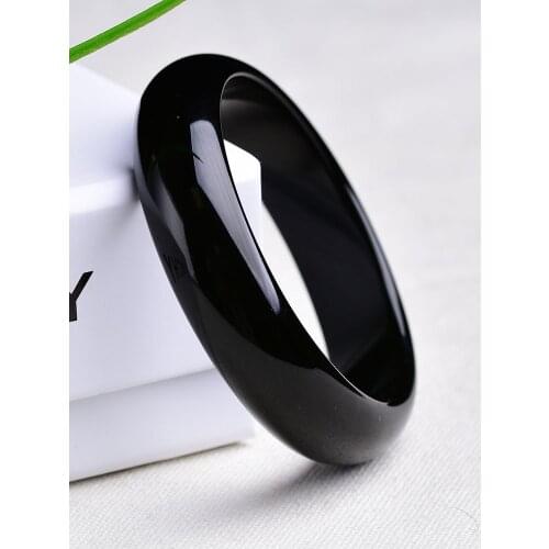 Chinese black agate jade Bracelet 52-64mm Charm Jewellery Fashion Accessories Hand-Carved Man woman Luck Amulet Gifts