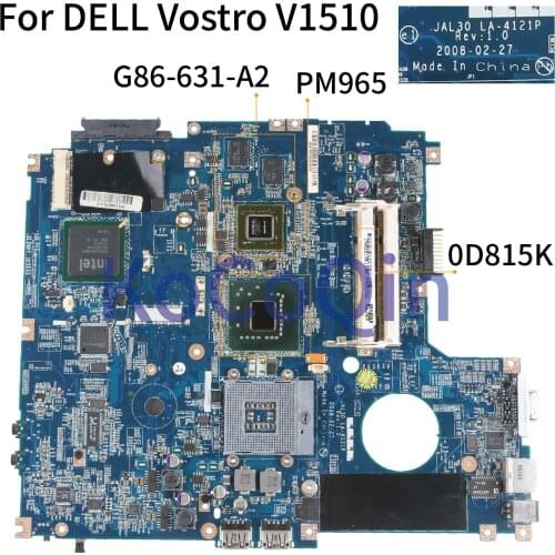 KoCoQin Laptop motherboard For DELL Vostro 1510 V1510 Mainboard CN-0D815K 0D815K JAL30 LA-4121P G86-631-A2 PM965