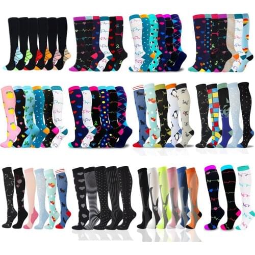 Unisex Compression Stockings Varicose Veins Football Cycling Socks Fit Edema Diabetes (1/2/3/6/7/8 Pairs) Outdoor Running Socks