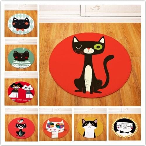 Carpet Kitchen Carpets Doormats Kawaii Welcome Round Floor Mats Carpet Cat Floor Mat for Living Room Anti-Slip Tapete