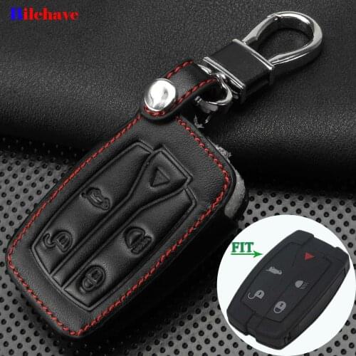 Bilchave 5 Buttons Remote Hand-stitched leather Case Cover Fob For Land Rover Freelander 2 3 Keychain Cover Holder
