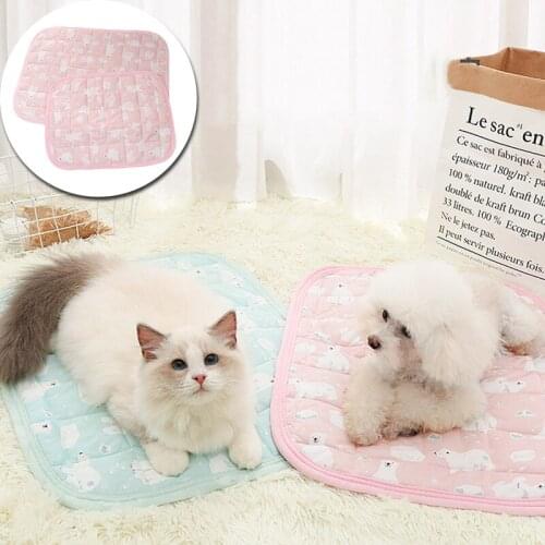 Pet ice silk pad Small white bear print pet ice pad Pet summer sofa cushion nest pad Summer portable travel camping pet ice pad