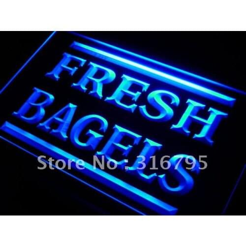 I416 Fresh Bagels Shop LED Neon Light Light Signs On/Off Switch 20+ Colors 5 Sizes