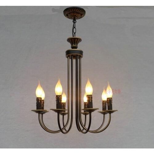 Multiple Chandelier Iron Chandelier bedroom lamp bar restaurant pastoral clothing store American art lamps ZX30