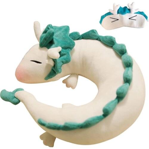 Fashion Pillow Dolls Cartoon Dragon Anime Miyazaki Hayao Spirited Away Haku Cute U Shape Doll Plush Gifts For Children Girl Toys