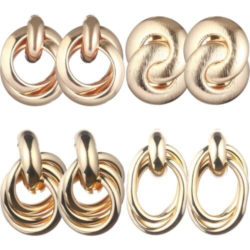 Fashion Metal Stud Earrings for Women Jewelry Vintage Statement Earings 2020 Geometric Korean Gold Color Cool Earings Brincos