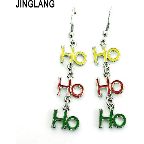 Fashion Charms Earrings Silver Plated Dangle Three Color Letter HOHO Earrings For Women Christmas Decoration Jewelry