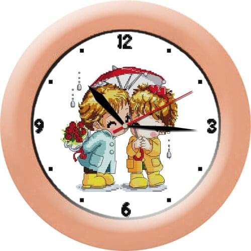 Feelings in the rain cross stitch kit 14ct 11ct count print canvas wall clock stitching embroidery DIY handmade needlework