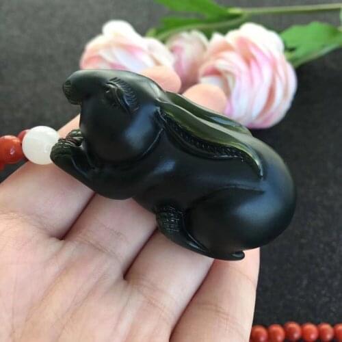 Natural Hetian jade jade zodiac rabbit pendant hp387