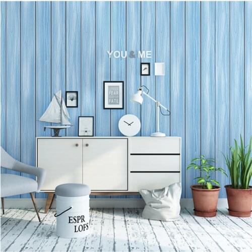 Nordic style non-woven wallpaper blue white wood grain vertical stripes background bedroom living room decoration wallpaper ins