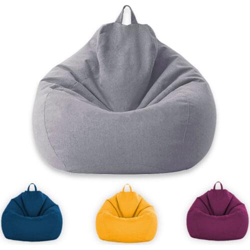 Solid Color Lazy Sofa Cover With Handle, Modern No Filler Bean Bag Covers Furniture Protector for Indoor Outdoor New Style 2021