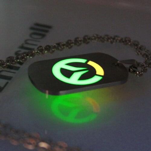 Overwatch necklace glowing Necklace Pendants Overwatch keyChain Fashion Jewelry Pendant glow in the dark women men necklace