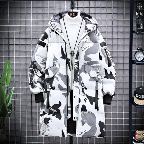 Winter Long Parkas Men Windbreaker Brand Zipper Breathable Windproof Coats Male Military Camouflage Hooded Mens Jackets Black