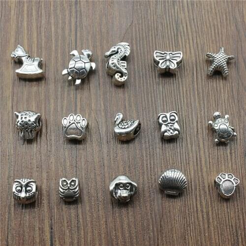 Antique Silver Color Animal Big Hole Beads Charm Pendants Jewelry Accessories Charms For Jewelry Making 2021 Designer Charms